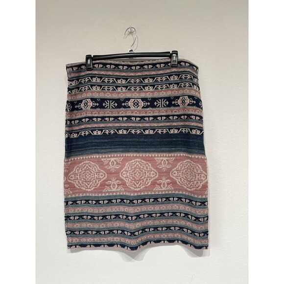 Ralph Lauren Women’s Geo-Motif Linen Cotton Pencil Skirt Pink Blue Size 1X‎ NWT - Picture 4 of 11